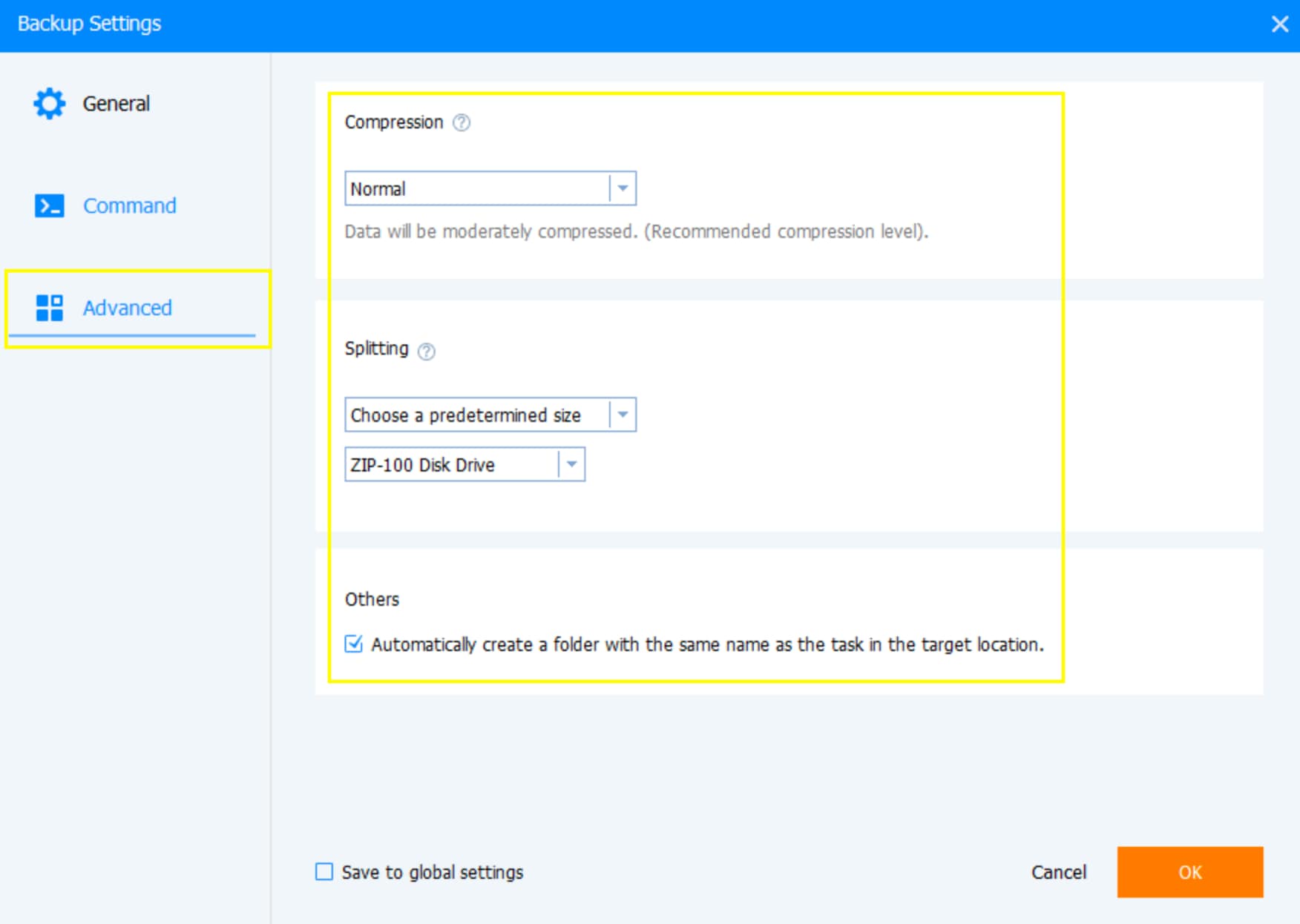 Check Advanced Settings